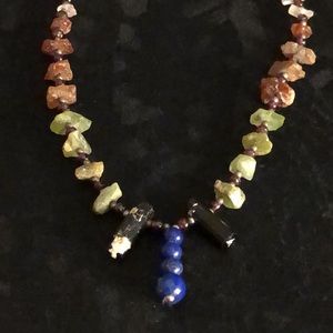 VTG 24”Green Garnet/Garnet/Tourmaline/Lapis lazuli/Etc -Natural Stone Necklace